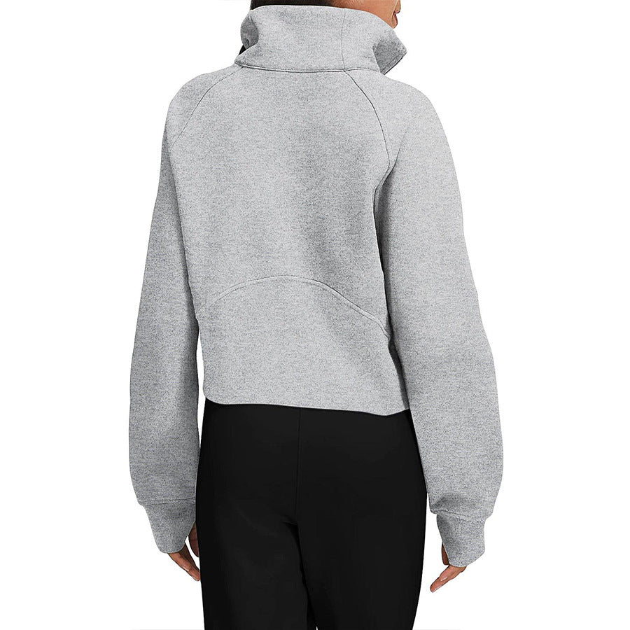 Fleece Half Zip Stand Collar Pullover Sweatshirt