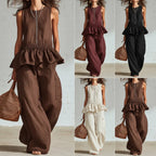Pleated Tank Top & Wide-Leg Pants Set 
