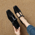 Chunky Mid-Heel Square Toe Pumps