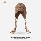 Handmade Crochet Tassel Hollow Bucket Hat - Tassel Deep Khaki