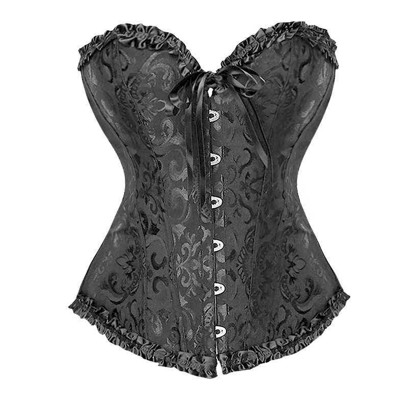 Linen Hip-Lift Strapless Corset Vest - Black
