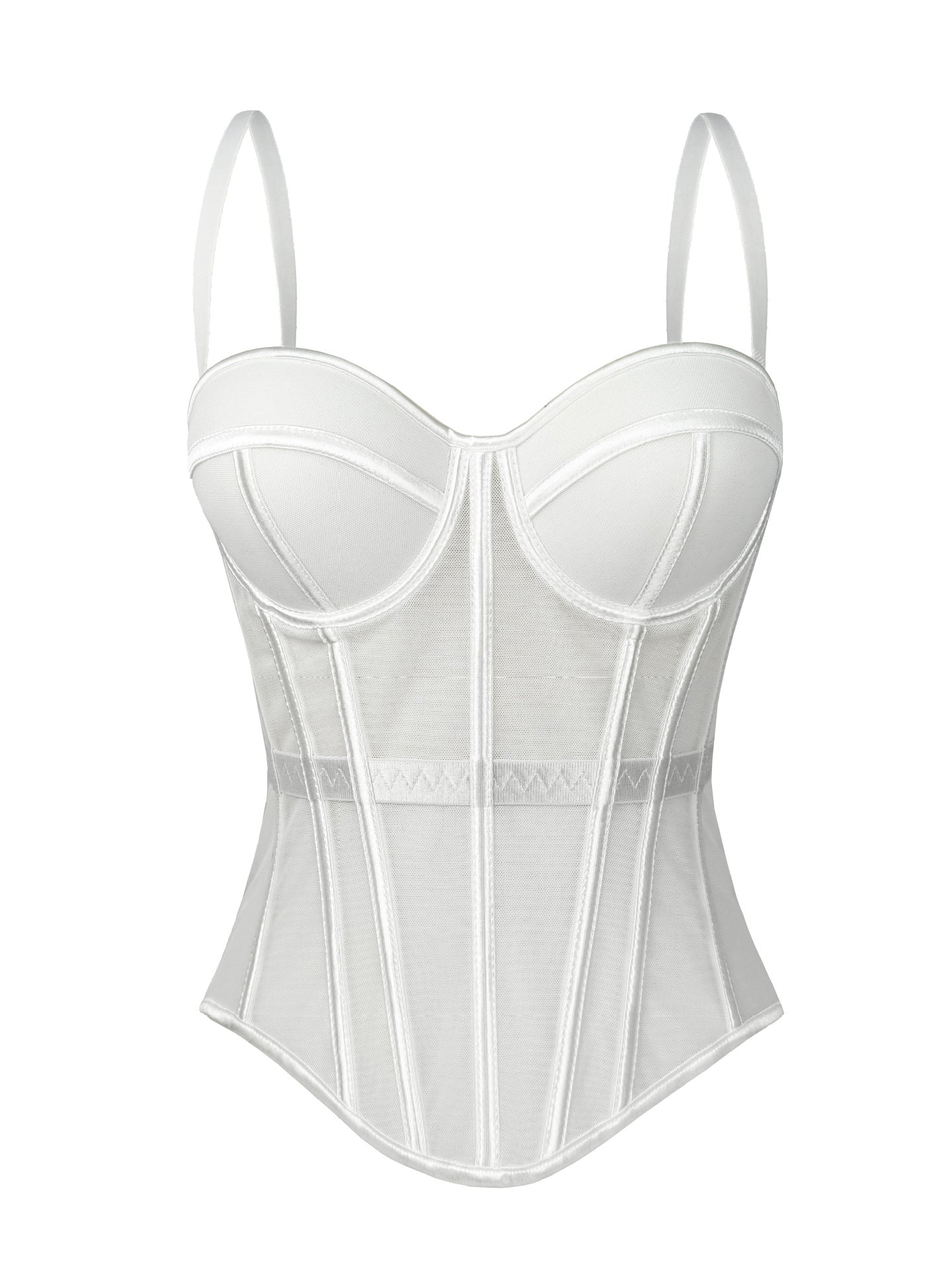 Fishbone Corset Mesh Camisole with Chest Pad