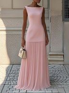 Sleeveless Knit Vest Slim Fairy Dress - Pink