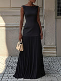 Sleeveless Knit Vest Slim Fairy Dress - Black