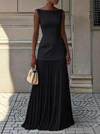 Sleeveless Knit Vest Slim Fairy Dress - Black