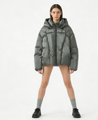 Hooded Loose Metallic Puffer Cotton Coat