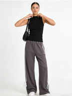 Cotton High Waist Wide Leg Casual Pants