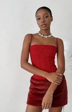 Plush Spaghetti Strap High Waist Sheath Mini Dress