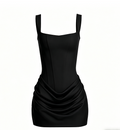 Sleeveless Corset Midi Dress - Black