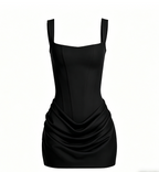 Sleeveless Corset Midi Dress - Black