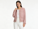 Plaid Tweed Loose Long Sleeve Cardigan Coat - Pink