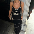 Knitted Contrast Color Hollow Out Sling Dress