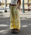 Cotton Drawstring Loose Straight Leg Casual Pants