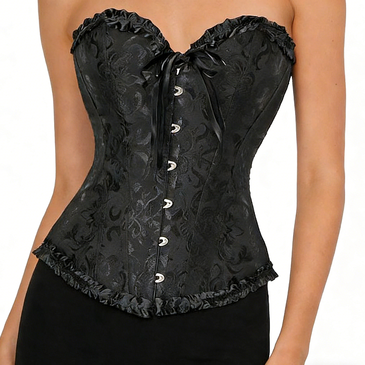 Linen Hip-Lift Strapless Corset Vest - Black