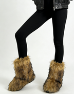 Faux Raccoon Fur Fluffy Short Snow Boots
