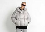 Oversized Puffer Bread Coat Cotton-Padded Jacket - Light Gray