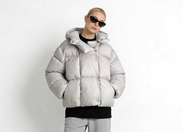 Oversized Puffer Bread Coat Cotton-Padded Jacket - Light Gray