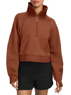 Fleece Half Zip Stand Collar Pullover Sweatshirt