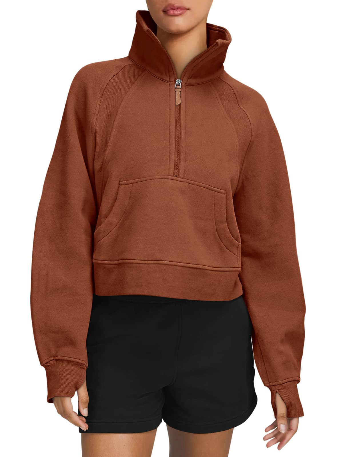 Fleece Half Zip Stand Collar Pullover Sweatshirt