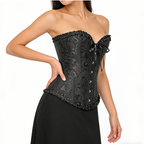 Linen Hip-Lift Strapless Corset Vest - Black