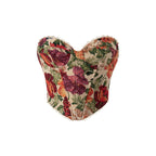 Floral Fishbone Lace-Up Drawstring Slim Crop Vest
