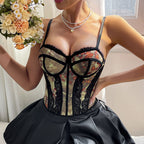 Printed Fishbone Underwire Backless Strap Tank Top