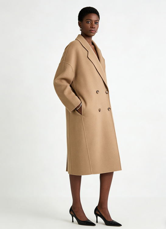 Premium Slim Wool-Blend Short Coat - Camel