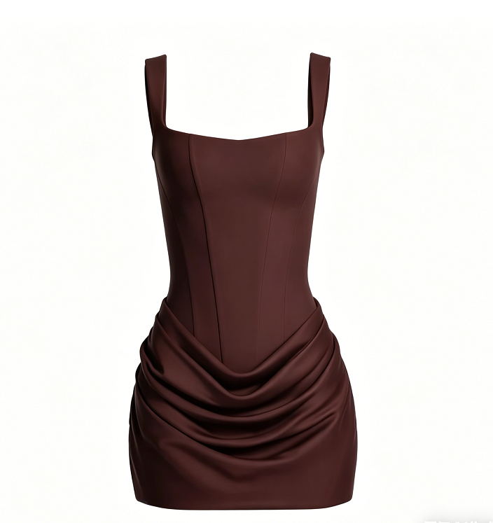 Sleeveless Corset Midi Dress - Wine Red