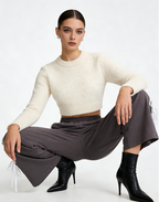 Cotton High Waist Wide Leg Casual Pants