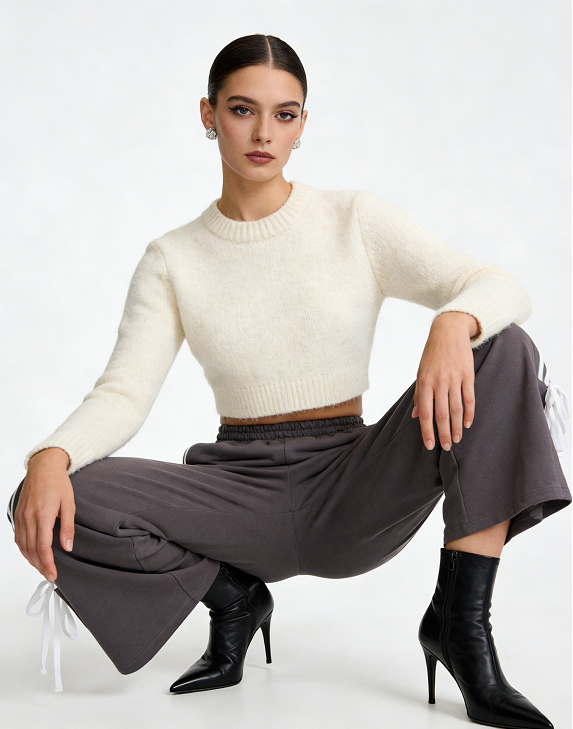 Cotton High Waist Wide Leg Casual Pants