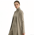 Knit Vest & Long Cardigan & Wide-Leg Pants 3-Piece Set