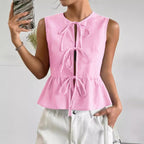 3D Print Drawstring Sleeveless Tank Top - 