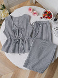 Striped Tank Top & Solid Pants Two-Piece Set - Black 