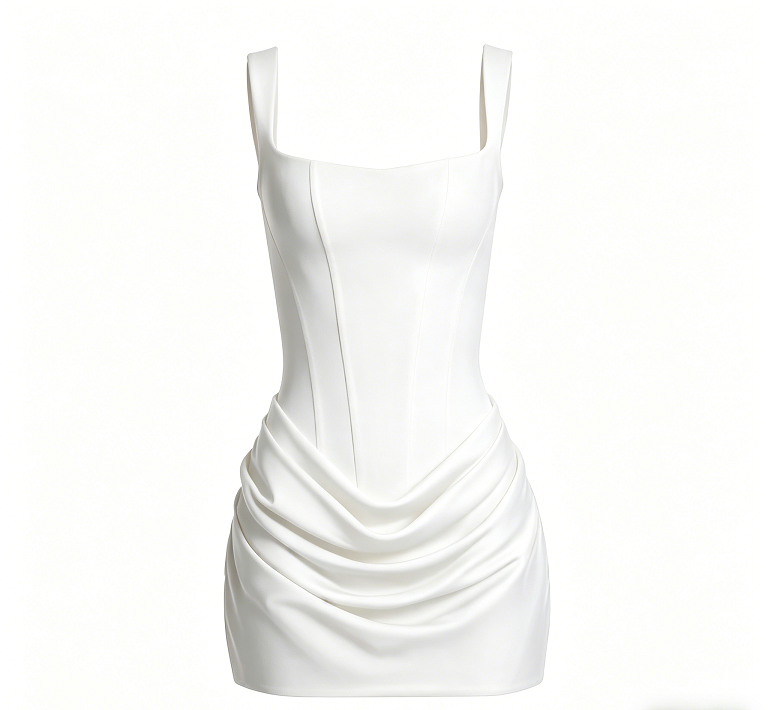 Sleeveless Corset Midi Dress - White
