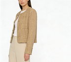 Patchwork Pocket Long Sleeve Short Coat - Beige