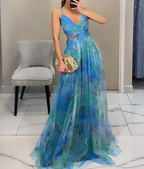 Mesh Print Sleeveless Slip Dress - Peacock Green