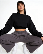Cotton High Waist Wide Leg Casual Pants