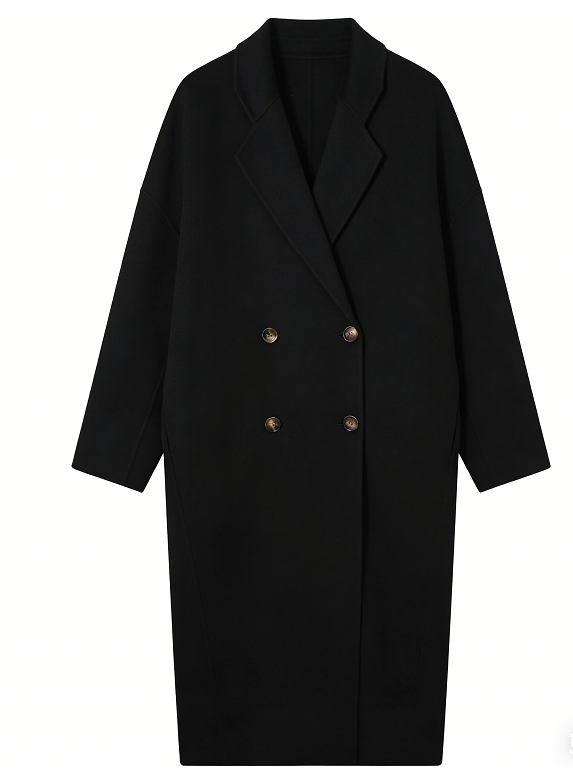 Premium Slim Wool-Blend Short Coat - Black
