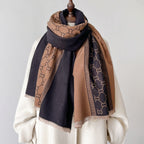 Tie-Dye Contrast Color Faux Cashmere Scarf Shawl