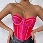 Low Cut Lace Steel Ring Fishbone Corset Top