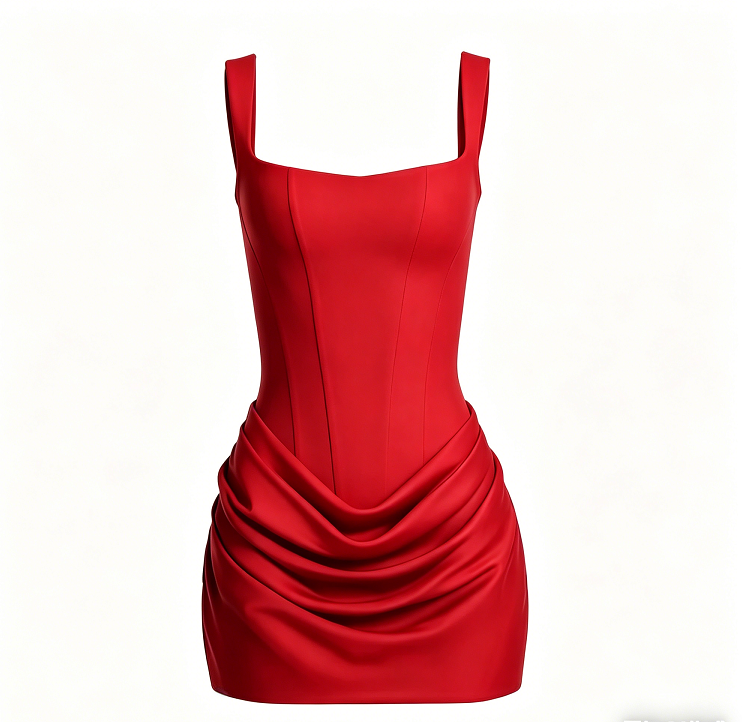 Sleeveless Corset Midi Dress - Red