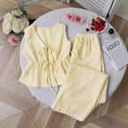 Striped Tank Top & Solid Pants Two-Piece Set - Yellow