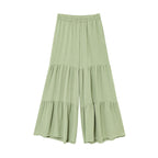 Lace-Up Sleeveless Top & Flared Drape Pants - Green Pants