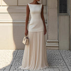 Sleeveless Knit Vest Slim Fairy Dress - White