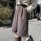 High-Waist Zipper Wool-Blend Straight Cropped Pants - Black And Gray