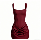 Sleeveless Corset Midi Dress - Wine Red