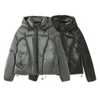 Hooded Loose Metallic Puffer Cotton Coat
