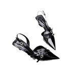 Patent Leather Pointed Toe Stiletto Ankle Strap Heels
