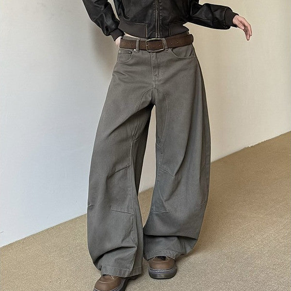 Vintage Crumpled High Waist Wide Leg Pants
