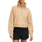 Fleece Half Zip Stand Collar Pullover Sweatshirt